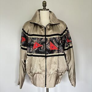 VTG 90s Pierre Cardin Windbreaker Jacket Sz LG Patchwork Paisley Barocco Classy
